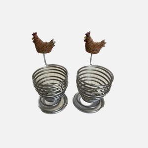 Two chicken and wire egg cups.